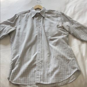 Men’s work dress shirt - white & grey - size L